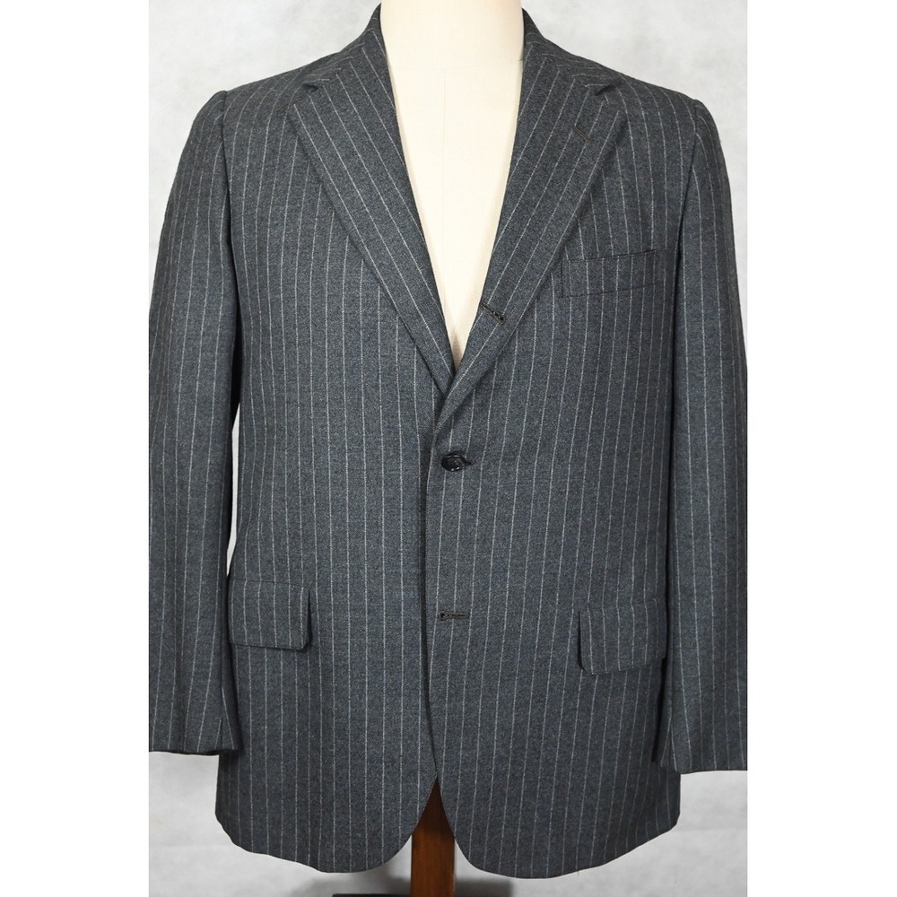 VTG Southwick Arthur Adler Gray Pinstripe Flannel 3/2 Roll Sack Suit 40L 36x31